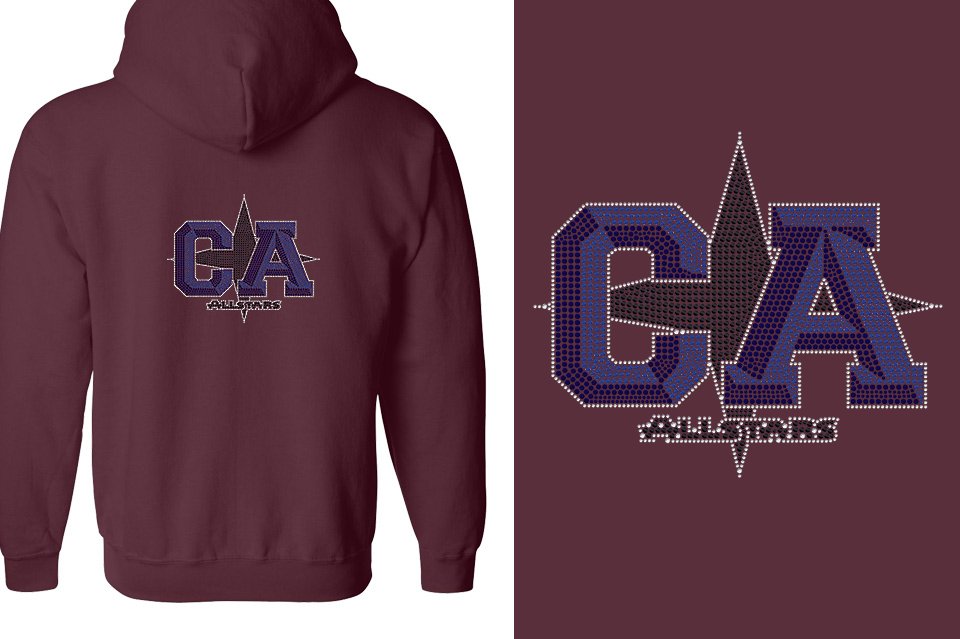 Rhinestones CA California ALL STARS Unisex Zip Hoodie