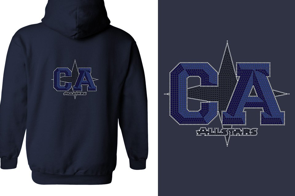 Rhinestones CA California ALL STARS Unisex Zip Hoodie