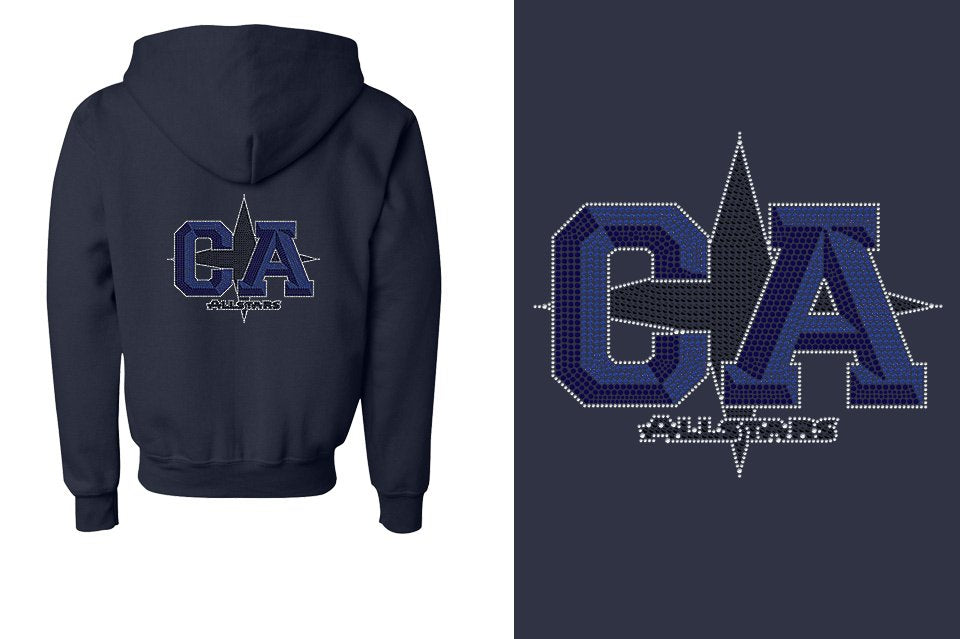 Rhinestones CA California ALL STARS Youth Unisex Zip Hoodie