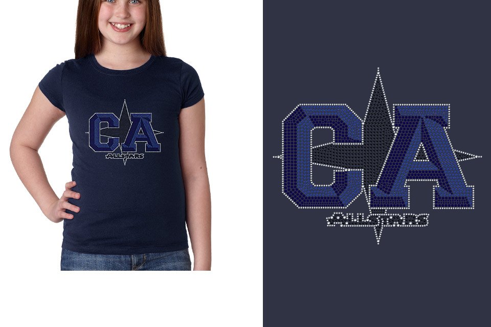 Rhinestones CA California ALL STARS Youth Girls' Princess T-Shirt
