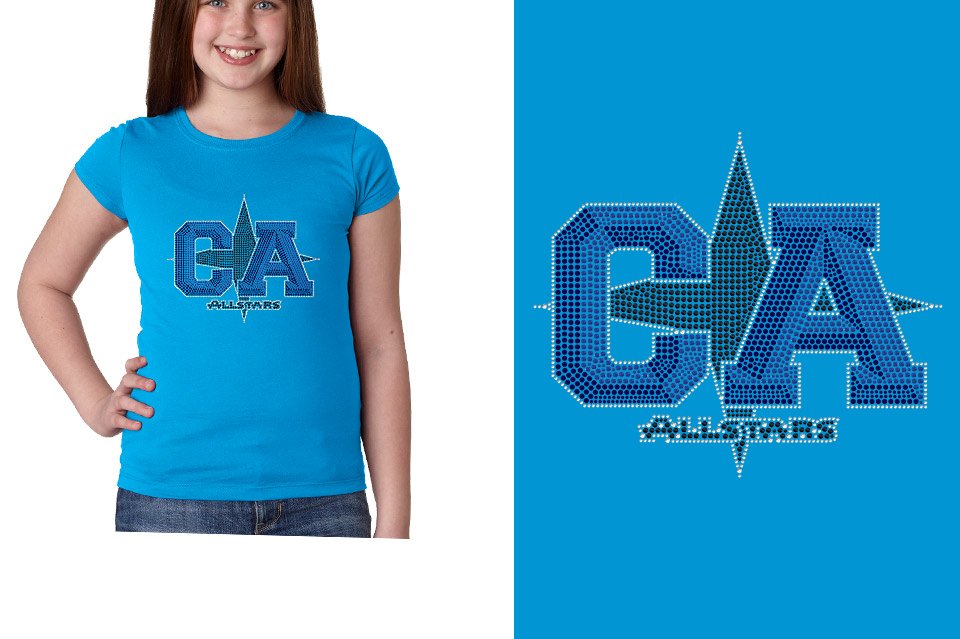 Rhinestones CA California ALL STARS Youth Girls' Princess T-Shirt