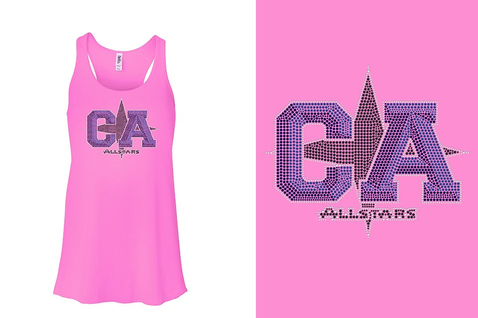 Rhinestones CA California ALL STARS Youth Flowy Racerback Tank