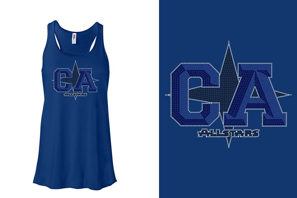Rhinestones CA California ALL STARS Youth Flowy Racerback Tank