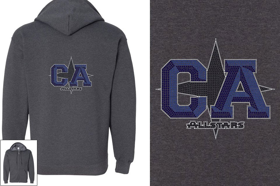 Rhinestones CA California ALL STARS Unisex Zip Hoodie