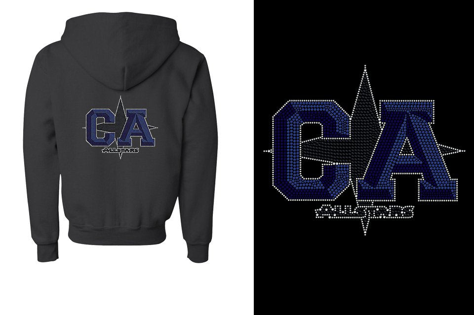 Rhinestones CA California ALL STARS Youth Unisex Zip Hoodie