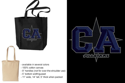 Rhinestones CA California ALL STARS Canvas Tote