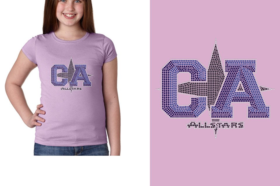 Rhinestones CA California ALL STARS Youth Girls' Princess T-Shirt