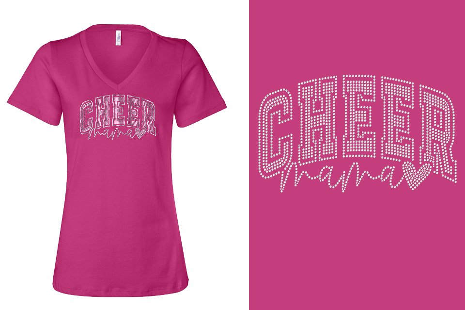Rhinestones CA California ALL STARS Cheer Mama Women's Relaxed V-Neck