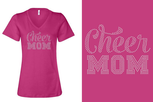 Rhinestones CA California ALL STARS Cheer Mom Women's Relaxed V-Neck