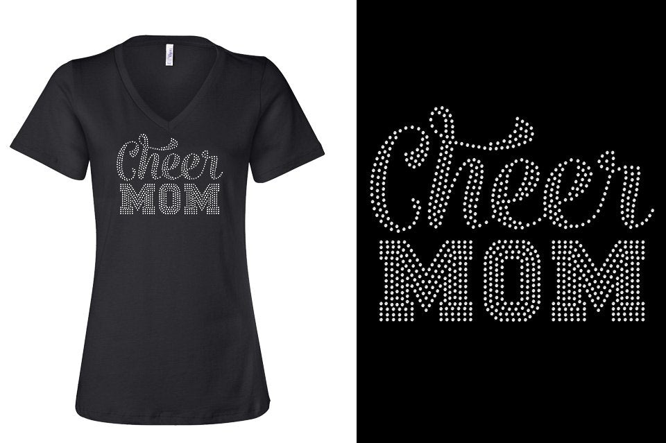 Rhinestones CA California ALL STARS Cheer Mom Women's Relaxed V-Neck