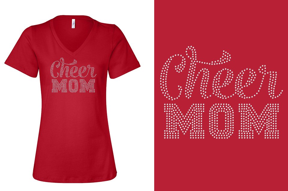 Rhinestones CA California ALL STARS Cheer Mom Women's Relaxed V-Neck