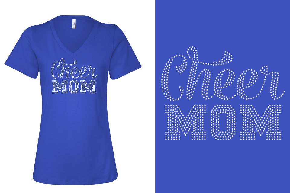 Rhinestones CA California ALL STARS Cheer Mom Women's Relaxed V-Neck