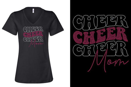 Rhinestones CA California ALL STARS Cheer Mom Women's Relaxed V-Neck