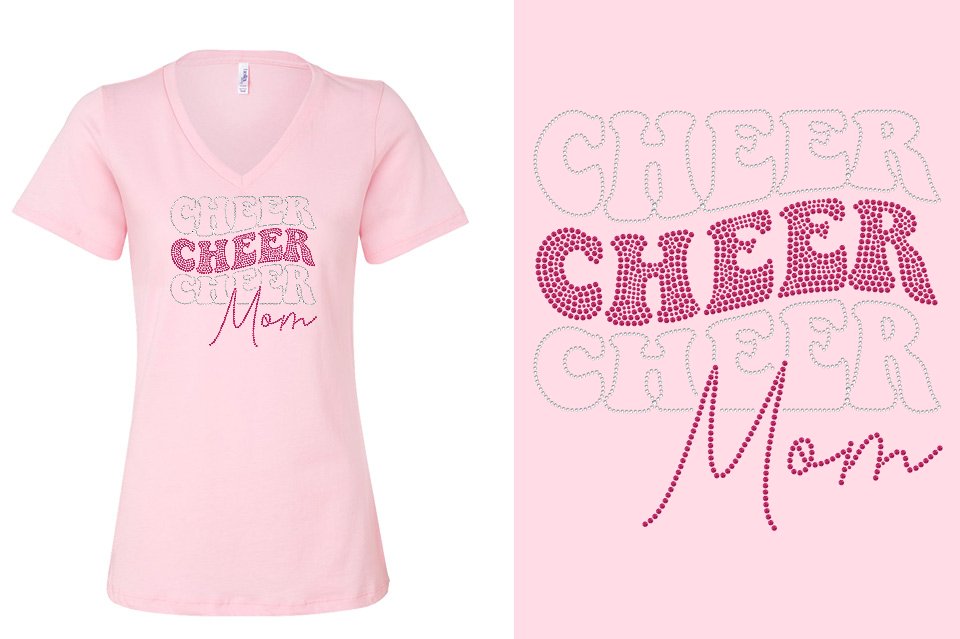 Rhinestones CA California ALL STARS Cheer Mom Women's Relaxed V-Neck
